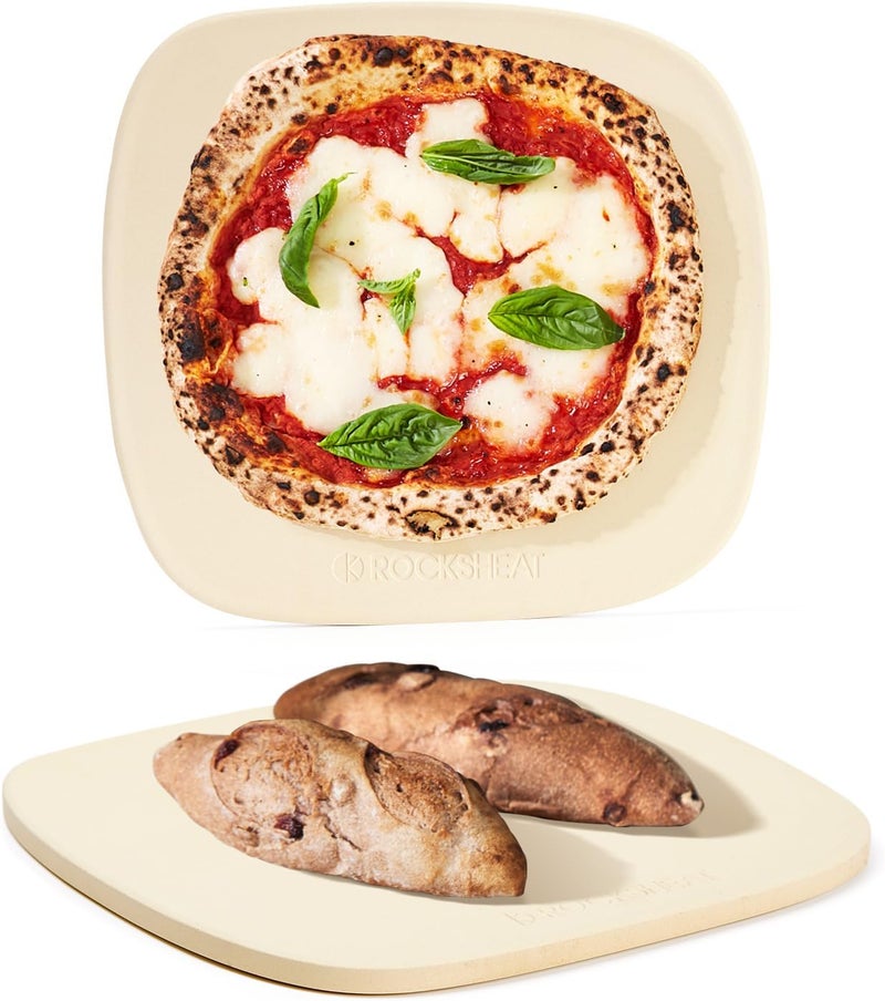 ROCKSHEAT Pizza Stone, 12"x11" Pizza Stones for Oven Grill BBQ, Cordierite Baking Stone for Pizza & Bread & Cookies with Unique Irregular Shape Design - Image 1
